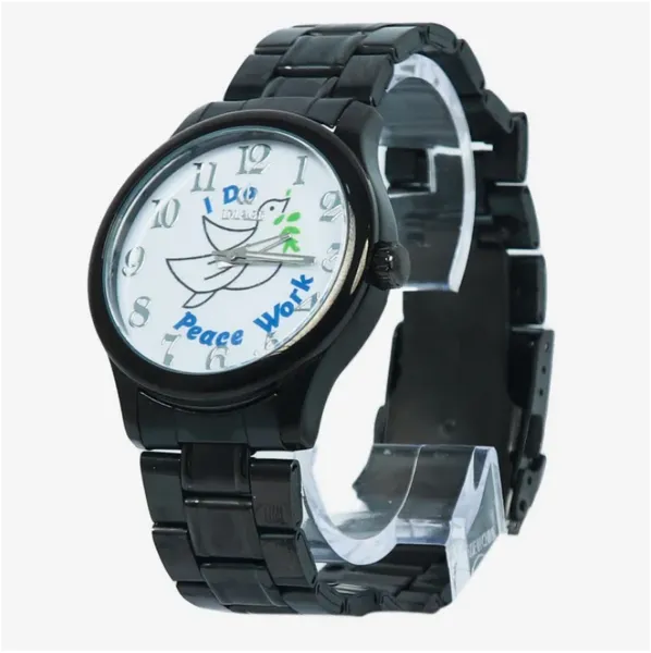 Image Black Chain White Dial Birds Design Watch For Women
